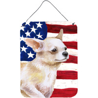 "Caroline's Treasures Chihuahua Leg up Patriotic Metal Print, 16"" x 12"", Multicolor"