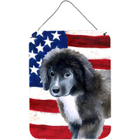 "Caroline's Treasures Newfoundland Puppy Patriotic Metal Print, 16"" x 12"", Multicolor"