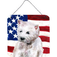 "Caroline's Treasures Westie Patriotic Metal Print, 6h x 6w, USA American Flag"