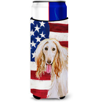 "Caroline's Treasures Afghan Hound Patriotic Decorative Can Hugger, Slim, Multicolor"