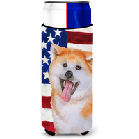 "Caroline's Treasures Akita Patriotic Decorative Can Hugger, Slim, Multicolor"