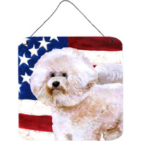 "Caroline's Treasures Bichon Frise #2 Patriotic Metal Print, 6h x 6w, USA American Flag"