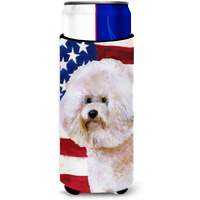 "Caroline's Treasures Bichon Frise #2 Patriotic Decorative Can Hugger, Slim, Multicolor"