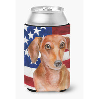 "Caroline's Treasures Red Dachshund Patriotic Decorative Can Hugger, Multicolor"