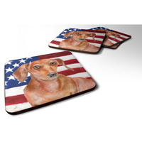 "Caroline's Treasures Red Dachshund Patriotic Decorative coasters, Multicolor"