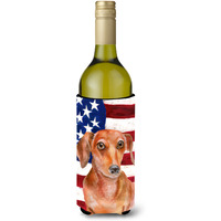 "Caroline's Treasures Red Dachshund Patriotic Decorative Bottle Hugger, 750ml, Multicolor"