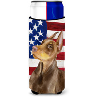 "Caroline's Treasures Doberman Pinscher Patriotic Decorative Can Hugger, Slim, Multicolor"