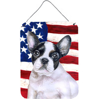 "Caroline's Treasures French Bulldog Black White Patriotic Metal Print, 16"" x 12"", Multicolor"
