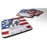 "Caroline's Treasures French Bulldog Black White Patriotic Decorative coasters, Multicolor"