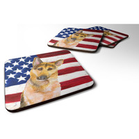 "Caroline's Treasures German Shepherd #2 Patriotic Decorative coasters, Multicolor"
