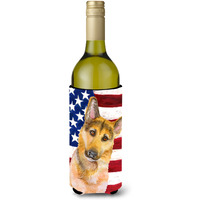 "Caroline's Treasures German Shepherd #2 Patriotic Decorative Bottle Hugger, 750ml, Multicolor"
