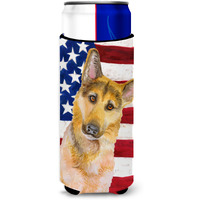 "Caroline's Treasures German Shepherd #2 Patriotic Decorative Can Hugger, Slim, Multicolor"