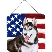 "Caroline's Treasures Siberian Husky #2 Patriotic Metal Print, 6h x 6w, USA American Flag"
