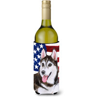 "Caroline's Treasures Siberian Husky #2 Patriotic Decorative Bottle Hugger, 750ml, Multicolor"