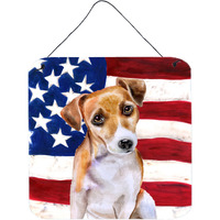 "Caroline's Treasures Jack Russell Terrier #2 Patriotic Metal Print, 6h x 6w, USA American Flag"