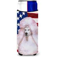 "Caroline's Treasures White Standard Poodle Patriotic Decorative Can Hugger, Slim, Multicolor"