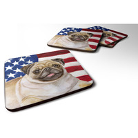 "Caroline's Treasures Fawn Pug Patriotic Decorative coasters, Multicolor"