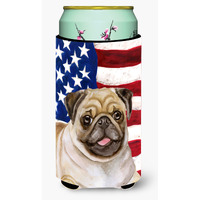 "Caroline's Treasures Fawn Pug Patriotic Decorative Can Hugger, Tall Boy, Multicolor"