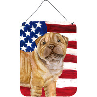 "Caroline's Treasures Shar Pei Puppy Patriotic Metal Print, 16"" x 12"", Multicolor"