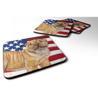 "Caroline's Treasures Shar Pei Puppy Patriotic Decorative coasters, Multicolor"