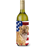 "Caroline's Treasures Shar Pei Puppy Patriotic Decorative Bottle Hugger, 750ml, Multicolor"