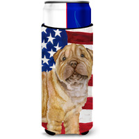 "Caroline's Treasures Shar Pei Puppy Patriotic Decorative Can Hugger, Slim, Multicolor"