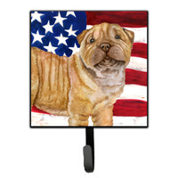 "Caroline's Treasures Shar Pei Puppy Patriotic Wall Hook, Small, Multicolor"