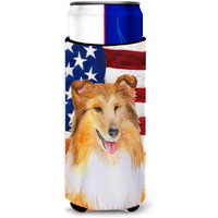 "Caroline's Treasures Sheltie Patriotic Decorative Can Hugger, Slim, Multicolor"