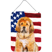 "Caroline's Treasures Tibetan Mastiff Patriotic Metal Print, 16"" x 12"", Multicolor"
