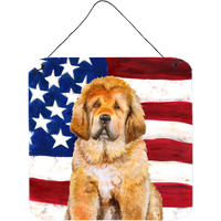"Caroline's Treasures Tibetan Mastiff Patriotic Metal Print, 6h x 6w, USA American Flag"