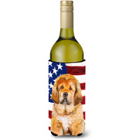 "Caroline's Treasures Tibetan Mastiff Patriotic Decorative Bottle Hugger, 750ml, Multicolor"
