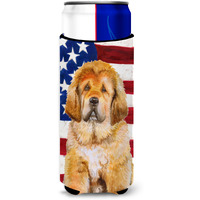 "Caroline's Treasures Tibetan Mastiff Patriotic Decorative Can Hugger, Slim, Multicolor"