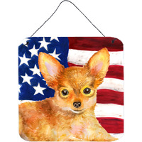 "Caroline's Treasures Toy Terrier Patriotic Metal Print, 6h x 6w, USA American Flag"