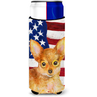 "Caroline's Treasures Toy Terrier Patriotic Decorative Can Hugger, Slim, Multicolor"