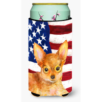 "Caroline's Treasures Toy Terrier Patriotic Decorative Can Hugger, Tall Boy, Multicolor"