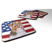 "Caroline's Treasures Yorkshire Terrier #2 Patriotic Decorative coasters, Multicolor"