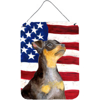 "Caroline's Treasures Miniature Pinscher #2 Patriotic Metal Print, 16"" x 12"", Multicolor"