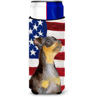 "Caroline's Treasures Miniature Pinscher #2 Patriotic Decorative Can Hugger, Slim, Multicolor"
