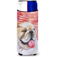 "Caroline's Treasures English Bulldog Love Decorative Can Hugger, Slim, Multicolor"