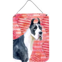 "Caroline's Treasures Harlequin Dane Love Metal Print, 16"" x 12"", Multicolor"