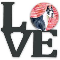 "Caroline's Treasures Harlequin Dane Metal Artwork Love wall-decor, Multicolor"