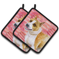 "Caroline's Treasures American Staffordshire Decorated pot holder, 7.5H x 7.5W, Love is a Dog"