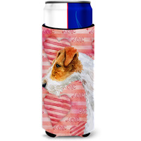 "Caroline's Treasures Fox Terrier Love Decorative Can Hugger, Slim, Multicolor"