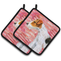 "Caroline's Treasures Fox Terrier Decorated pot holder, 7.5H x 7.5W, Love is a Dog"