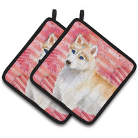 "Caroline's Treasures Siberian Husky Decorated pot holder, 7.5H x 7.5W, Love is a Dog"