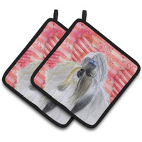 "Caroline's Treasures Shih Tzu Decorated pot holder, 7.5H x 7.5W, Love is a Dog"