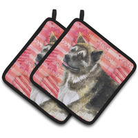 "Caroline's Treasures American Akita Decorated pot holder, 7.5H x 7.5W, Love is a Dog"