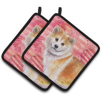 "Caroline's Treasures Shiba Inu Decorated pot holder, 7.5H x 7.5W, Love is a Dog"