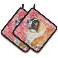 "Caroline's Treasures Saint Bernard Decorated pot holder, 7.5H x 7.5W, Love is a Dog"