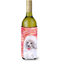 "Caroline's Treasures Medium White Poodle Love Decorative Bottle Hugger, 750ml, Multicolor"